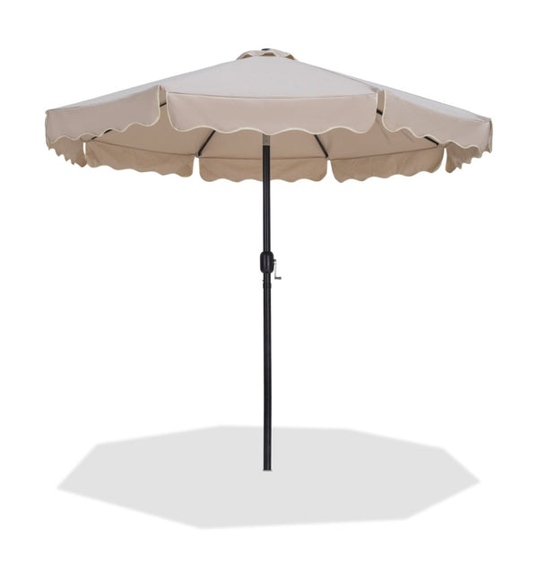 Meridian Furniture Amalfi Resort Style Outdoor Patio Umbrella Uv Resistant Polyester Canopy with Aluminum Pole Beige Style 3 55019Beige-U