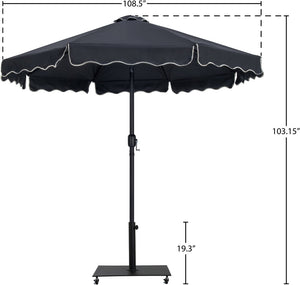 Meridian Furniture Amalfi Resort Style Outdoor Patio Umbrella with Wheeled Base and Water Resistant Canopy 55019Black-AB