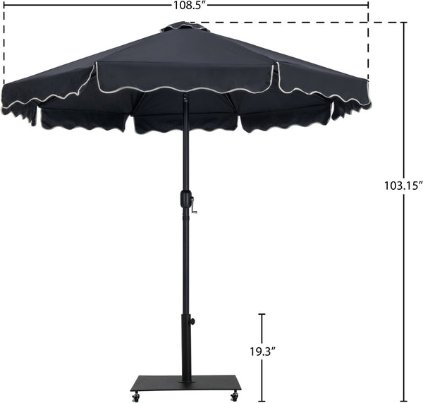Meridian Furniture Amalfi Resort Style Outdoor Patio Umbrella with Wheeled Base and Water Resistant Canopy 55019Black-AB