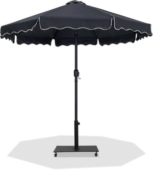 Meridian Furniture Amalfi Resort Style Outdoor Patio Umbrella with Wheeled Base and Water Resistant Canopy 55019Black-AB