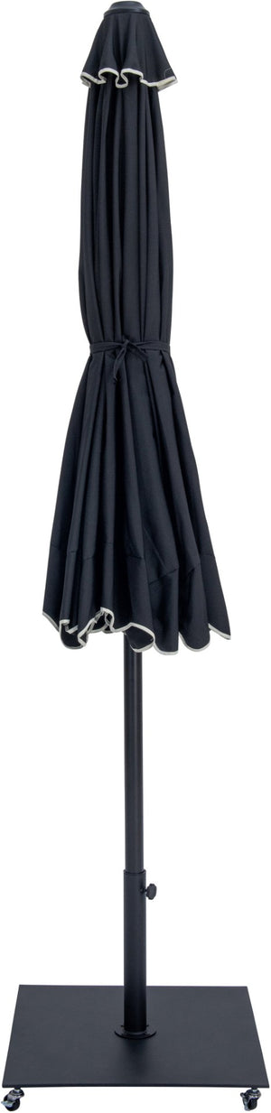 Meridian Furniture Amalfi Resort Style Outdoor Patio Umbrella with Wheeled Base and Water Resistant Canopy 55019Black-AB