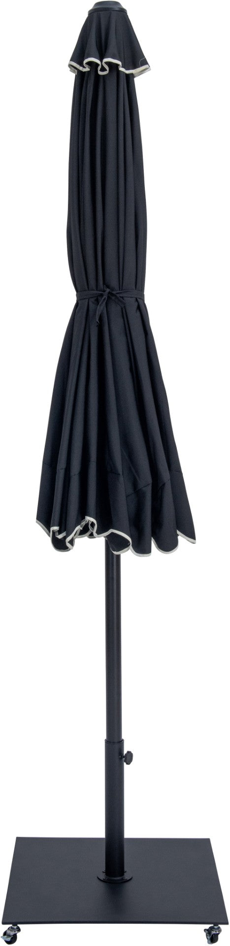 Meridian Furniture Amalfi Resort Style Outdoor Patio Umbrella with Wheeled Base and Water Resistant Canopy 55019Black-AB