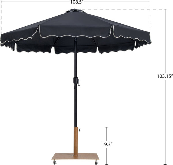 Meridian Furniture Amalfi Resort Style Patio Umbrella with Teak Base and Water Resistant Canopy 55019Black-AT
