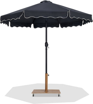 Meridian Furniture Amalfi Resort Style Patio Umbrella with Teak Base and Water Resistant Canopy 55019Black-AT