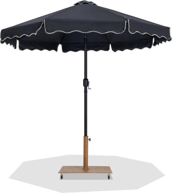 Meridian Furniture Amalfi Resort Style Patio Umbrella with Teak Base and Water Resistant Canopy 55019Black-AT