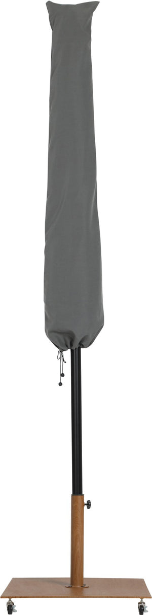 Meridian Furniture Amalfi Resort Style Patio Umbrella with Teak Base and Water Resistant Canopy 55019Black-AT
