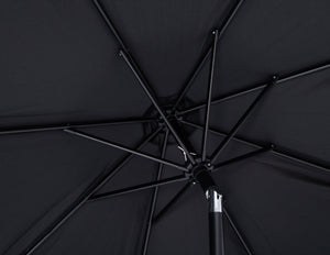 Meridian Furniture Amalfi Resort Style Patio Umbrella with Teak Base and Water Resistant Canopy 55019Black-AT