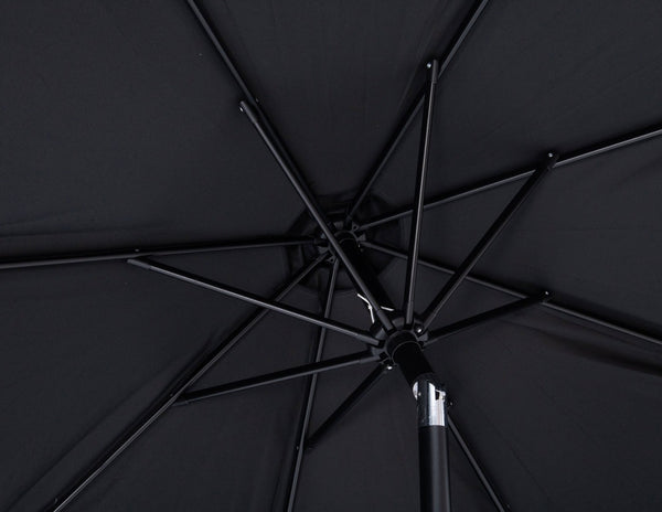 Meridian Furniture Amalfi Resort Style Patio Umbrella with Teak Base and Water Resistant Canopy 55019Black-AT