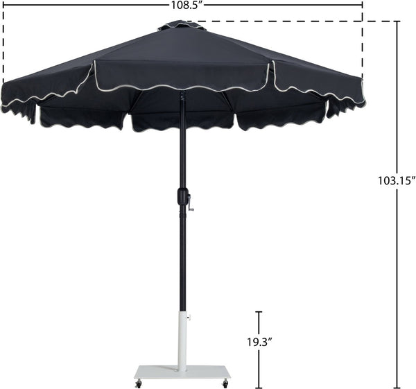 Meridian Furniture Amalfi Outdoor Patio Umbrella with Base Matte Aluminum Pole Water Resistant 55019Black-AW