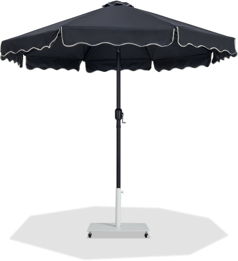 Meridian Furniture Amalfi Outdoor Patio Umbrella with Base Matte Aluminum Pole Water Resistant 55019Black-AW