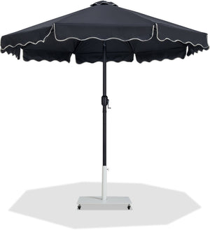 Meridian Furniture Amalfi Outdoor Patio Umbrella with Base Matte Aluminum Pole Water Resistant 55019Black-AW