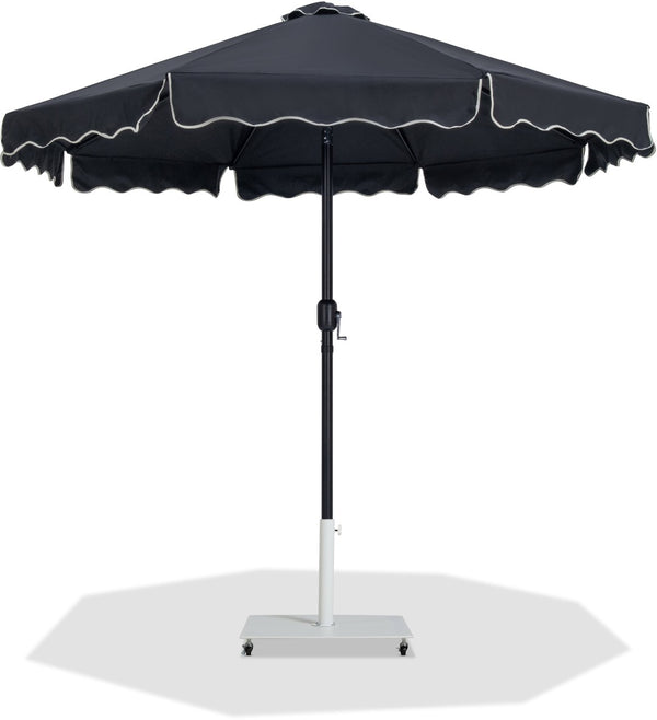Meridian Furniture Amalfi Outdoor Patio Umbrella with Base Matte Aluminum Pole Water Resistant 55019Black-AW