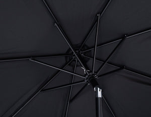 Meridian Furniture Amalfi Outdoor Patio Umbrella with Base Matte Aluminum Pole Water Resistant 55019Black-AW