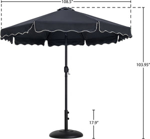 Meridian Furniture Amalfi Outdoor Patio Umbrella Set with Weather Resistant Canopy and Aluminum Base 55019Black-BB