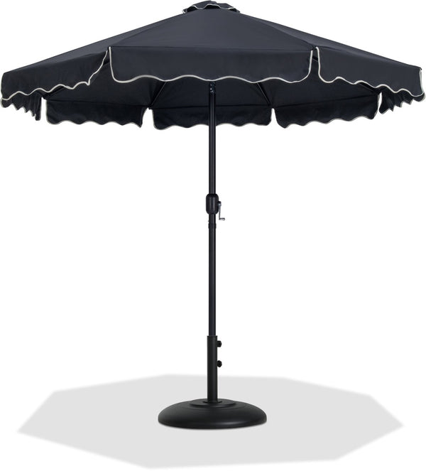 Meridian Furniture Amalfi Outdoor Patio Umbrella Set with Weather Resistant Canopy and Aluminum Base 55019Black-BB