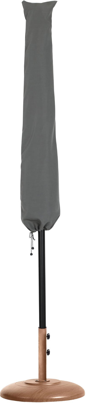 Meridian Furniture Amalfi Outdoor Patio Umbrella with Teak Base Water Resistant Aluminum Pole Set 55019Black-BT