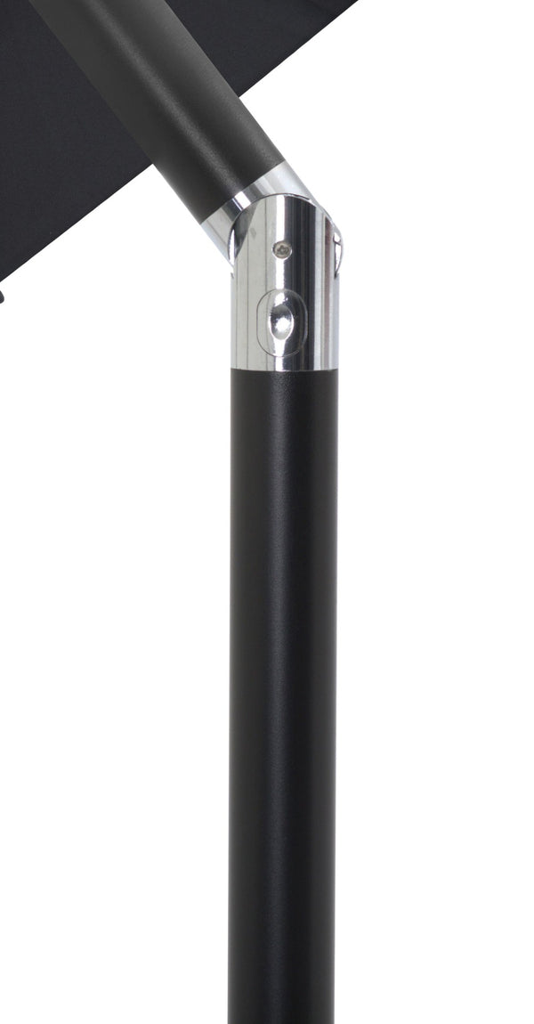 Meridian Furniture Amalfi Outdoor Patio Umbrella with Teak Base Water Resistant Aluminum Pole Set 55019Black-BT