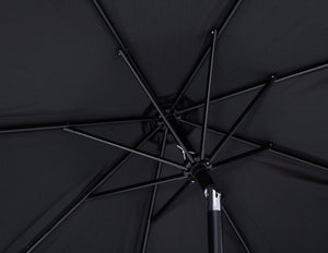 Meridian Furniture Amalfi Outdoor Patio Umbrella with Teak Base Water Resistant Aluminum Pole Set 55019Black-BT