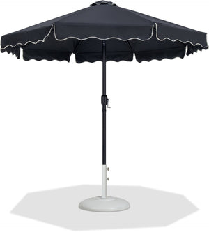 Meridian Furniture Amalfi Outdoor Patio Umbrella with Base Water Resistant Polyester Resort Style 55019Black-BW