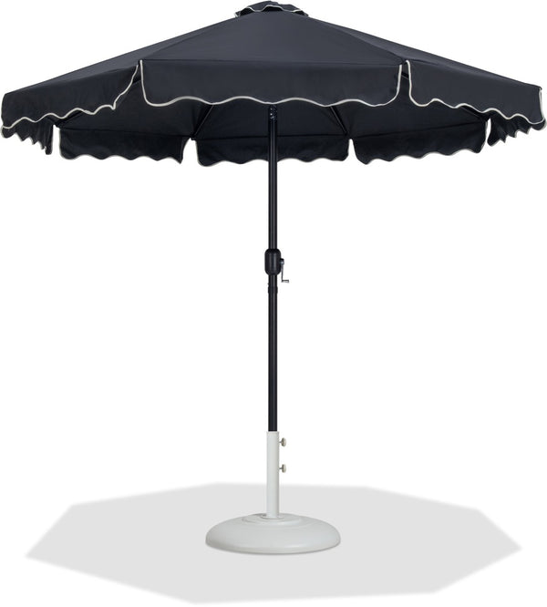 Meridian Furniture Amalfi Outdoor Patio Umbrella with Base Water Resistant Polyester Resort Style 55019Black-BW