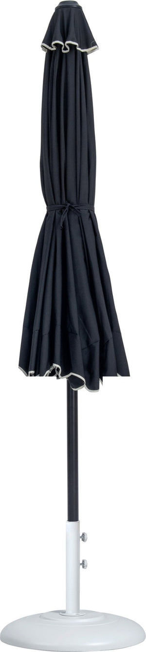 Meridian Furniture Amalfi Outdoor Patio Umbrella with Base Water Resistant Polyester Resort Style 55019Black-BW