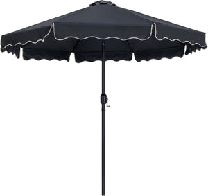 Meridian Furniture Amalfi Outdoor Patio Umbrella with Base Water Resistant Polyester Resort Style 55019Black-BW