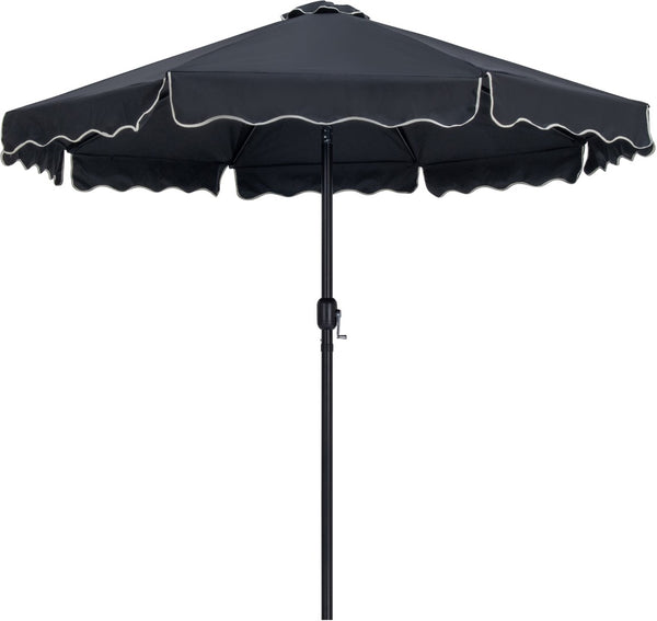 Meridian Furniture Amalfi Outdoor Patio Umbrella with Base Water Resistant Polyester Resort Style 55019Black-BW