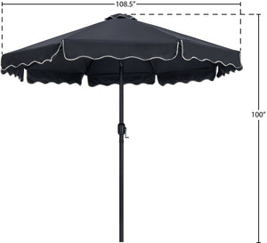 Meridian Furniture Amalfi Resort Style Outdoor Patio Umbrella Uv Resistant Polyester Canopy with Aluminum Pole Black Style 3 55019Black-U