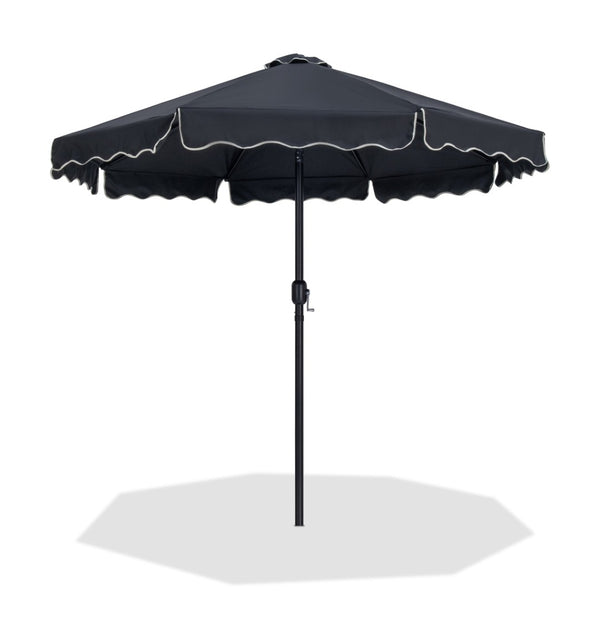 Meridian Furniture Amalfi Resort Style Outdoor Patio Umbrella Uv Resistant Polyester Canopy with Aluminum Pole Black Style 3 55019Black-U