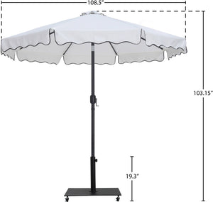 Meridian Furniture Amalfi Resort Style Outdoor Patio Umbrella with Rolling Base and Water Resistant Canopy 55019White-AB