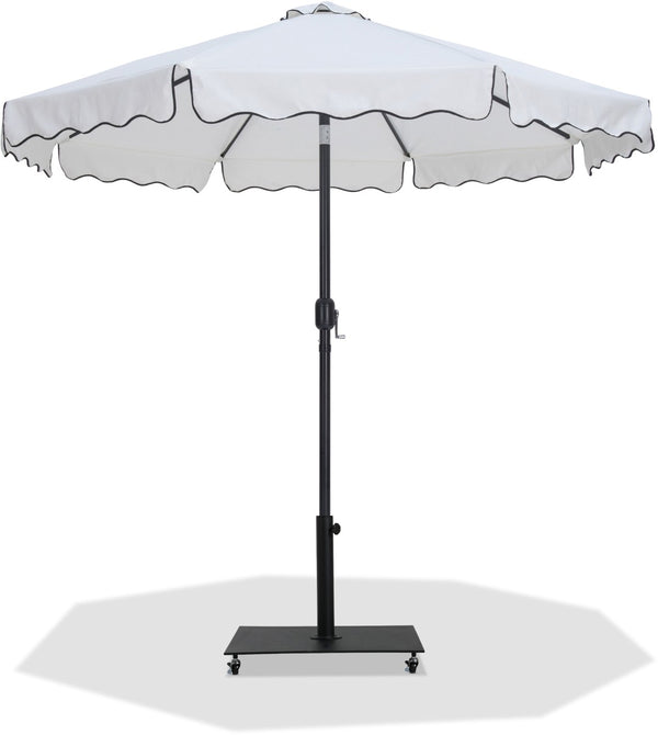 Meridian Furniture Amalfi Resort Style Outdoor Patio Umbrella with Rolling Base and Water Resistant Canopy 55019White-AB