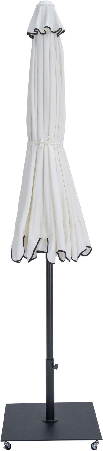 Meridian Furniture Amalfi Resort Style Outdoor Patio Umbrella with Rolling Base and Water Resistant Canopy 55019White-AB