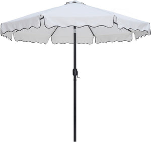 Meridian Furniture Amalfi Resort Style Outdoor Patio Umbrella with Rolling Base and Water Resistant Canopy 55019White-AB
