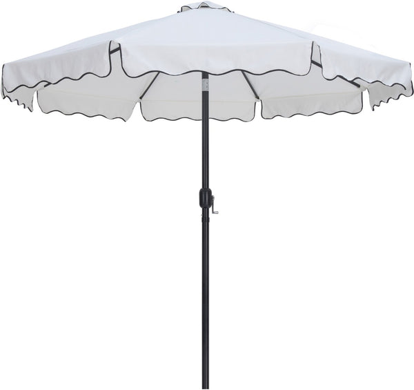 Meridian Furniture Amalfi Resort Style Outdoor Patio Umbrella with Rolling Base and Water Resistant Canopy 55019White-AB