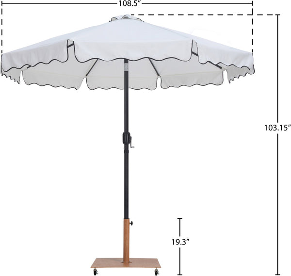 Meridian Furniture Amalfi Resort Patio Umbrella with Teak Rolling Base and Uv Fade Resistant Canopy 55019White-AT