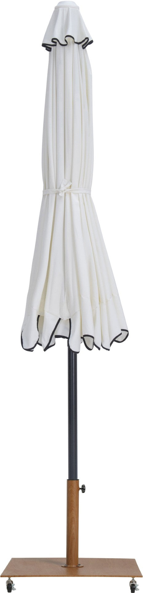 Meridian Furniture Amalfi Resort Patio Umbrella with Teak Rolling Base and Uv Fade Resistant Canopy 55019White-AT