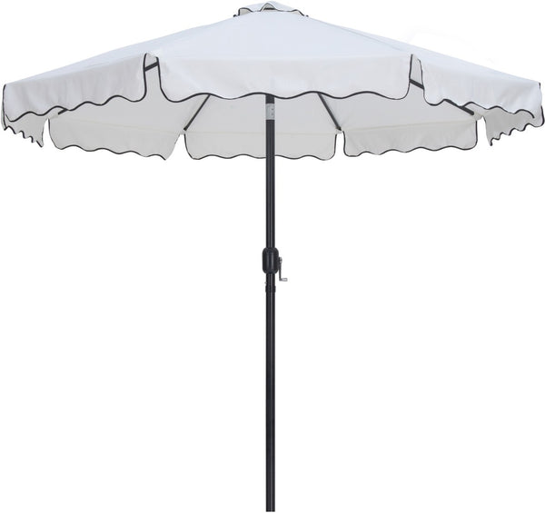 Meridian Furniture Amalfi Resort Patio Umbrella with Teak Rolling Base and Uv Fade Resistant Canopy 55019White-AT