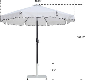 Meridian Furniture Amalfi Cantilever Patio Umbrella Set with Caster Base Polyester Canopy Outdoor 55019White-AW