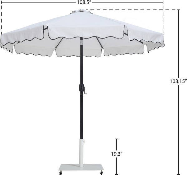 Meridian Furniture Amalfi Cantilever Patio Umbrella Set with Caster Base Polyester Canopy Outdoor 55019White-AW