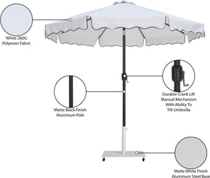 Meridian Furniture Amalfi Cantilever Patio Umbrella Set with Caster Base Polyester Canopy Outdoor 55019White-AW