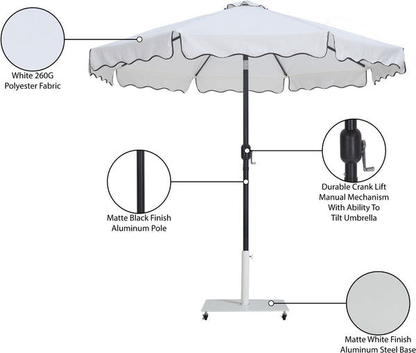 Meridian Furniture Amalfi Cantilever Patio Umbrella Set with Caster Base Polyester Canopy Outdoor 55019White-AW