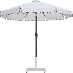 Meridian Furniture Amalfi Cantilever Patio Umbrella Set with Caster Base Polyester Canopy Outdoor 55019White-AW