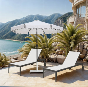 Meridian Furniture Amalfi Cantilever Patio Umbrella Set with Caster Base Polyester Canopy Outdoor 55019White-AW