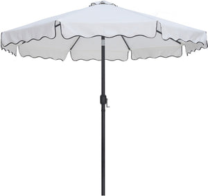 Meridian Furniture Amalfi Cantilever Patio Umbrella Set with Caster Base Polyester Canopy Outdoor 55019White-AW