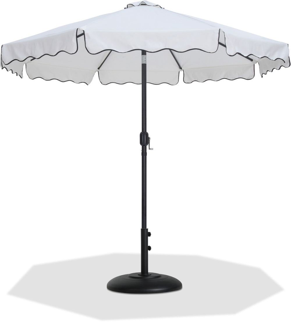 Meridian Furniture Amalfi Outdoor Patio Umbrella with Base Resort Style Aluminum Shade Set 55019White-BB