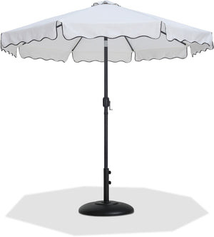 Meridian Furniture Amalfi Outdoor Patio Umbrella with Base Resort Style Aluminum Shade Set 55019White-BB