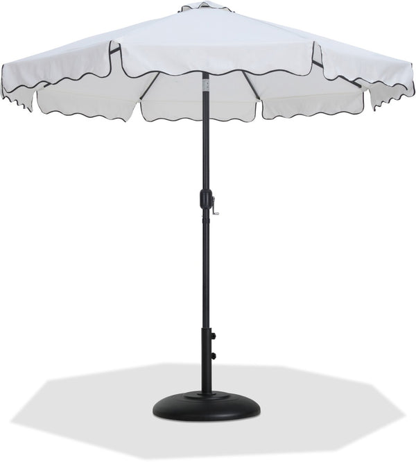 Meridian Furniture Amalfi Outdoor Patio Umbrella with Base Resort Style Aluminum Shade Set 55019White-BB