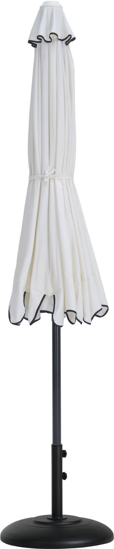 Meridian Furniture Amalfi Outdoor Patio Umbrella with Base Resort Style Aluminum Shade Set 55019White-BB