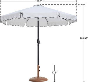 Meridian Furniture Amalfi Resort Style Outdoor Patio Umbrella with Teak Base and Uv Resistant Canopy 55019White-BT