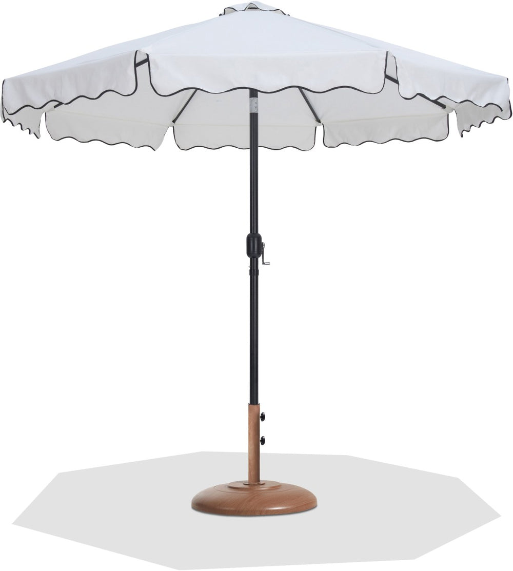 Meridian Furniture Amalfi Resort Style Outdoor Patio Umbrella with Teak Base and Uv Resistant Canopy 55019White-BT